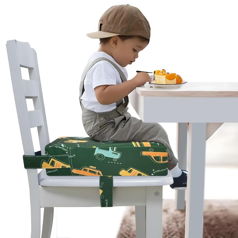 Funcority Toddler Booster Seat for Dining Table, Portable Booster Seat for Kitchen Chair, 4 Inch High-Density Foam Cushion with Adjustable Safety Straps and Non-Slip Bottom, Perfect for Kids Travel and Daily - Image 1
